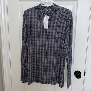 cleo | NEW: Woman’s Turtle Neck Plaid Long Sleeve Top - Size XXL